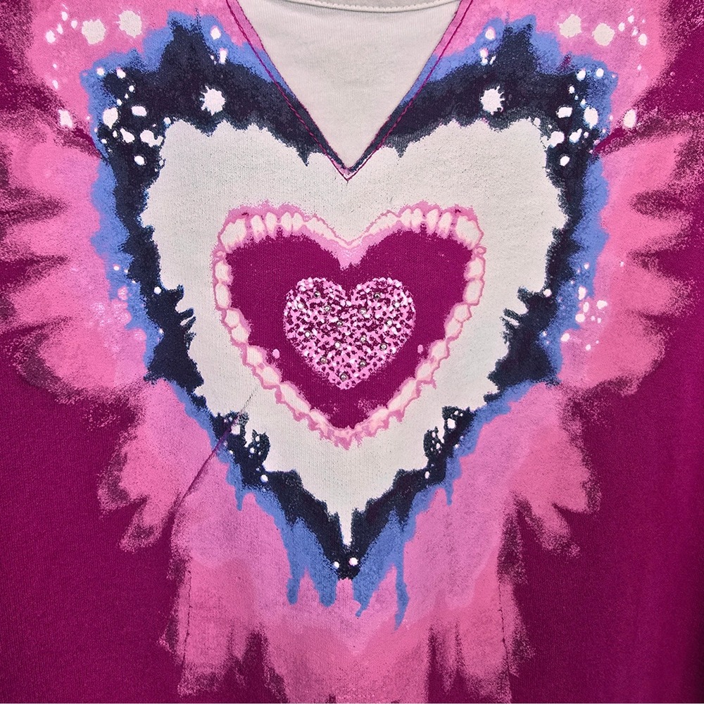 Fashion Bug Pink Hoodie With Heart Graphic Women's Size 1X - Picture 4 of 5